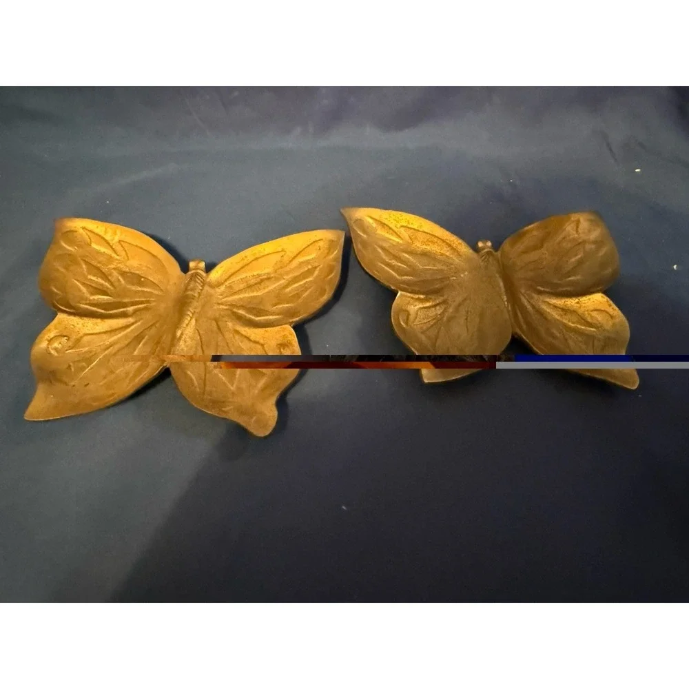 Vintage Brass Butterfly Trinket Trays, Set of 2 Heavy Brass Taiwan